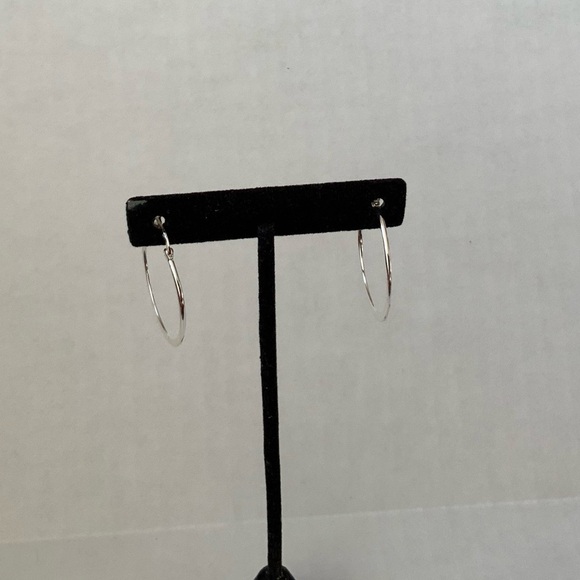 Argento Vivo Sterling Silver Large Flat Hoop Earrings - Picture 4 of 10